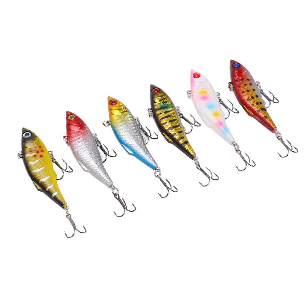 6PCS with Treble Hook Lipless Crankbaits 8cm 10g Crankbait Fishing Lures VIB Fishing Lures  for Bass