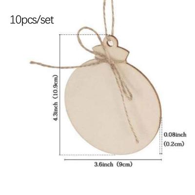 10 Stück/Set - Unfertige hölzerne kreisförmige Anhänger mit Hanfseil, zum Bemalen, für Kunsthandwerk und Heimdekoration