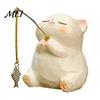 Modern Desktop Plant Holder Leisure Fishing Frog/Cat/Panda/Bear Statue Ornaments, Clear Mini Vases Miniature Cute Animal Ornaments Figurines