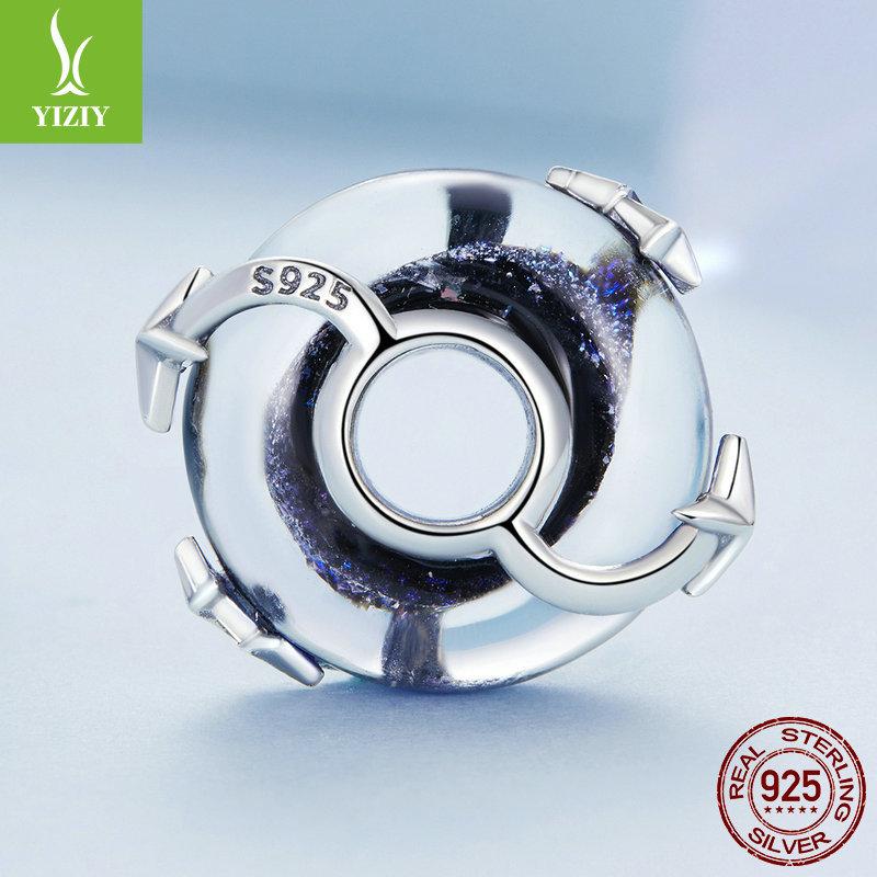 925 Sterling Silver Stjärnklar Himmel Glaserad Pärlstavad Dröm Litterär Stil Gör-det-själv Armband Pärltillbehör Bsc682