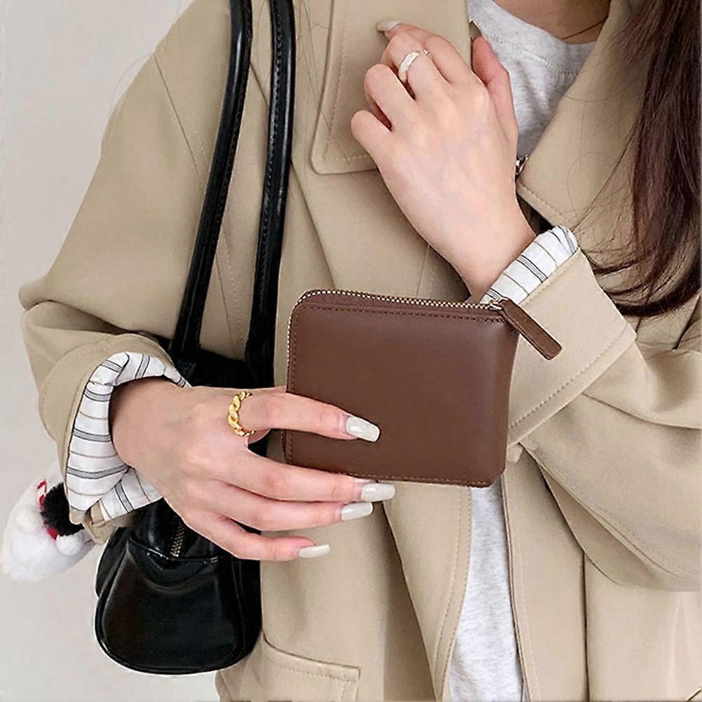 Female Leather Bifold Card Holder Compact Portable Practical Travel Companion