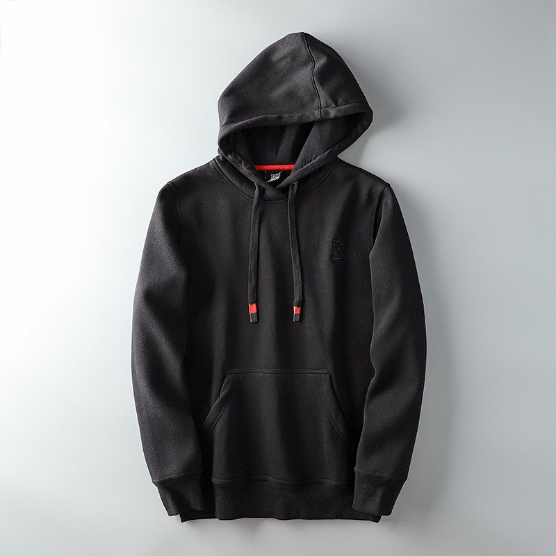 Heavy Weight Silver Fox Velvet Winter Thickened Hooded Jacket Sweatshirt Black M