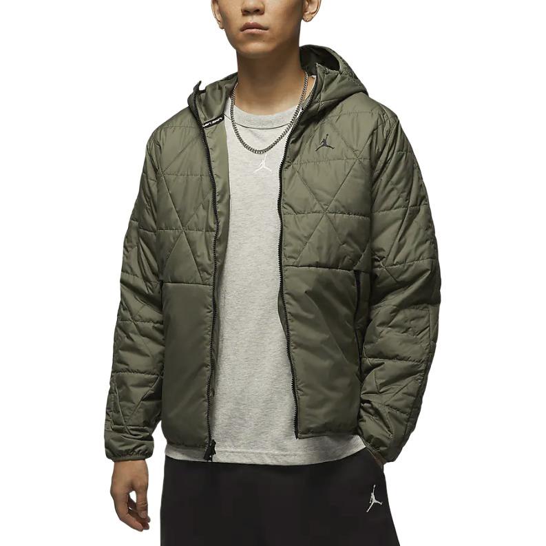 Jordan Sport Therma-FIT Comfortable Hooded Zip-Up Long Sleeve Jacket Men Jackets Olive-Green FZ3163-222
