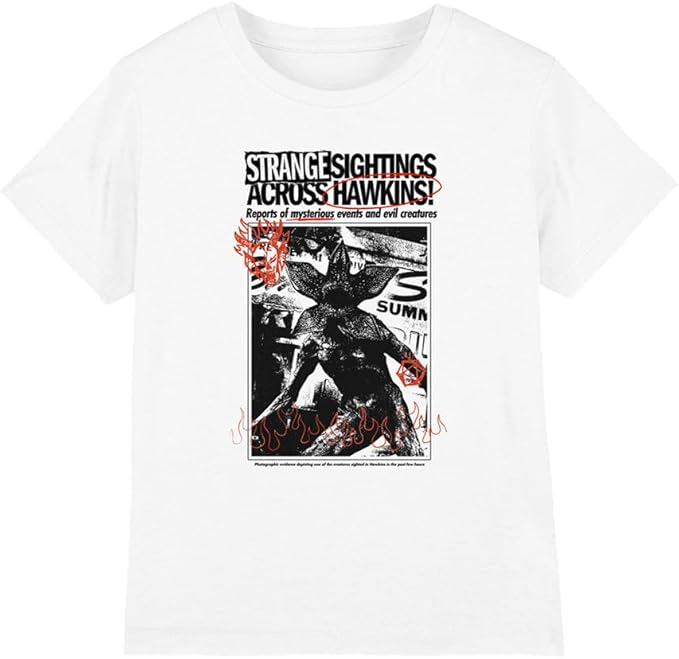 Stranger Things Unisex Kinder Stranger Things Newspaper Demogorgon Sighting Kids T Shirt 160