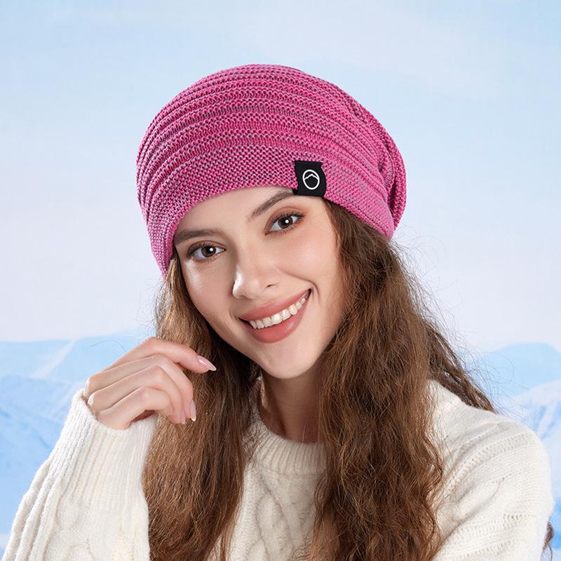 Winter velvet warm ear protection big head circumference versatile knitted hat women