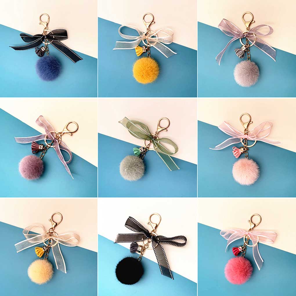 Keychain Modern Fashion Tousy Auto Key Ring Portable Simple Bag Pendant Artificial Fur Buckle Women Party Birthday Gifts