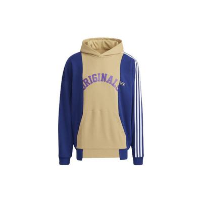 adidas Originals Trefoil Logo Alphabet Print Colorblock Hoodie Men Tops Blue Brown HC0376