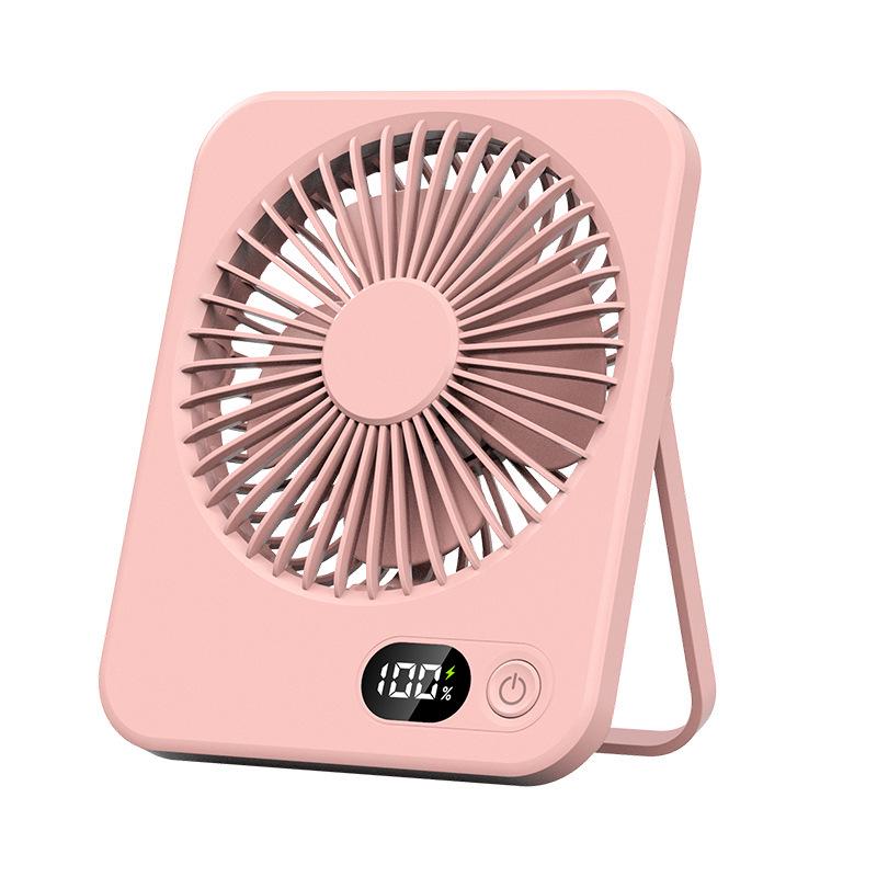 Ultra-Thin Portable Desktop Fan with Digital Display - Silent, Multifunctional, Rechargeable, and Hangable for Students and Offices.