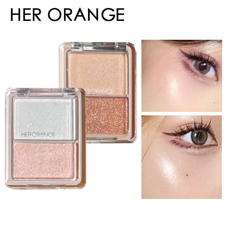 

HER ORANGE~Shimmering Dual Color Highlighter Matte Highlighter Blush Универсальная палитра для хайлайтера лица Pearl