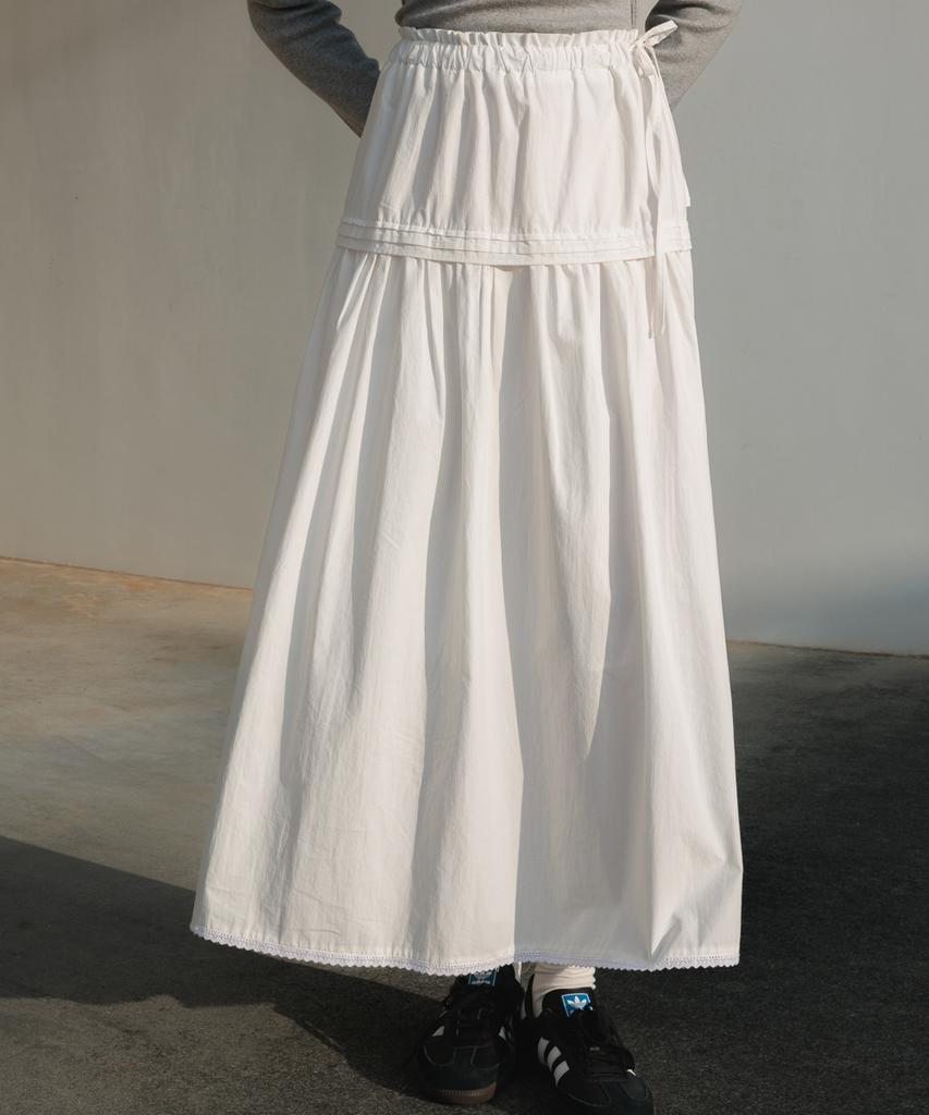 Dehebe Ruffle Long Skirt [Ivory]