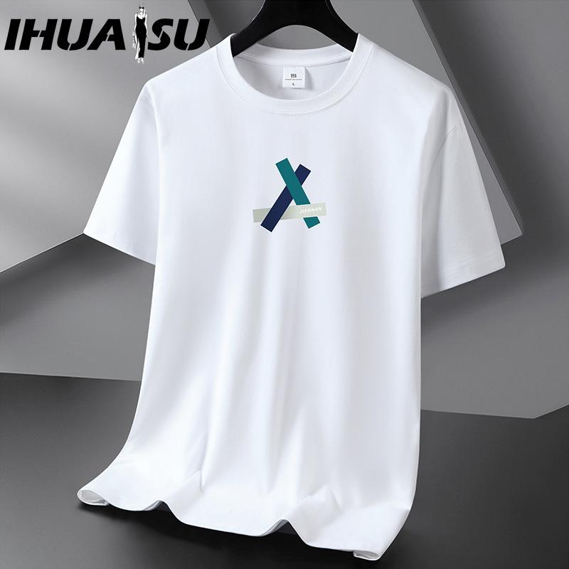 IHUASU Kurzarm-T-Shirt aus Baumwolle für Herren, modisch, lockeres Halbarmhemd, bedrucktes mitfühlendes Hemd