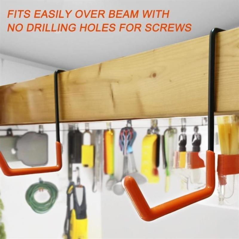 Heavy Duty Iron Garage Storage Hooks Anti Slip Rubber Coating For Hanging Tools Ladders Bikes Garden Supplies