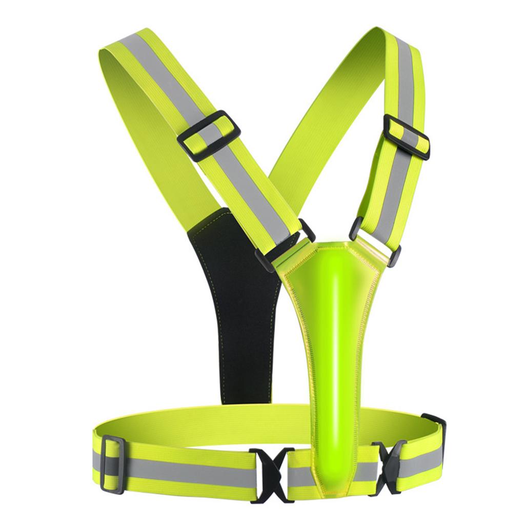 Led Reflective Running Vest Light with Strap High Visibility Up to 300m Elastic Fabric for Adults Kids
