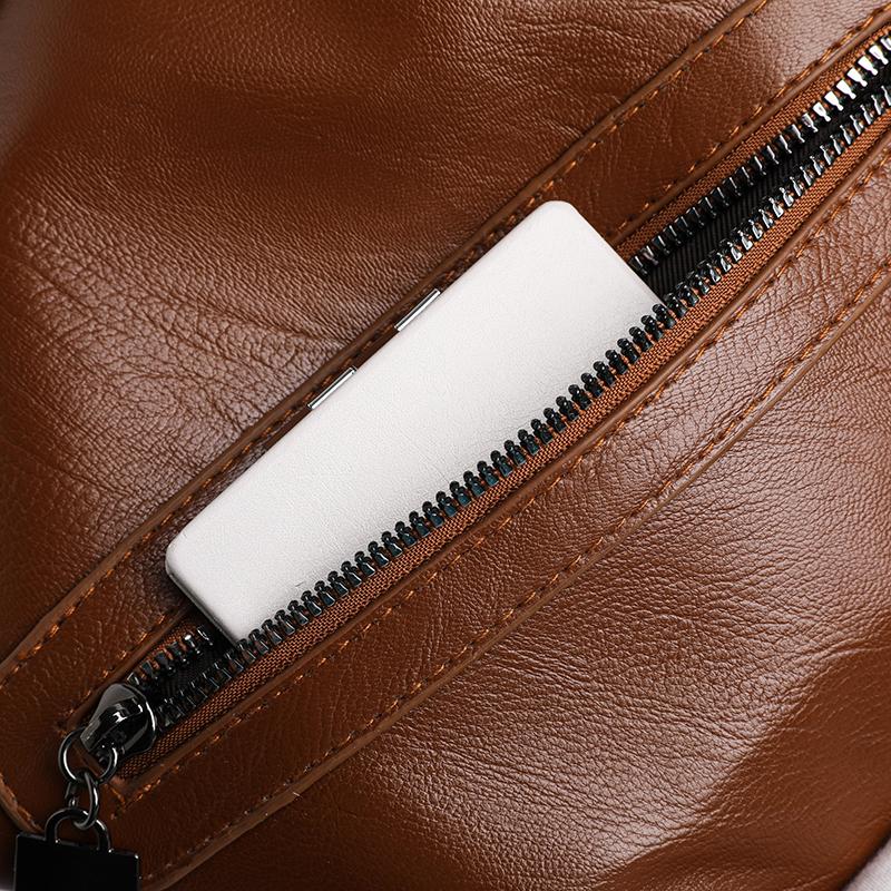 Stylish Leather Tote Bag Trendy Rivet Decor Shoulder Bag for Women