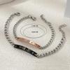 Crown Heart Zirconia Engravable Titanium Steel Couple Bracelet - Valentine's Day Gift