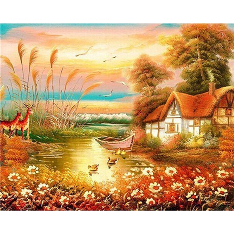 Full Round Diamond Painting Tree Landscape For Adult Kids Embroidery Autumn Scenery Home Decoration Diamond Art Gift