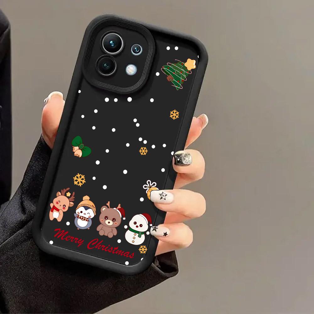 Christmas Snowman Elk Cute Phone Case For Xiaomi 17 Pro Max 15T 14T 13T 11Lite Poco X6 X7 F5 F7 M6 M7 Pro 5G Soft Perfect Cover