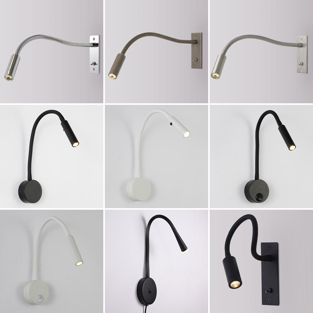 Led Hose Spotlight Wall Lamps Hotel Bedside Reading Wall Lamp Study Room Exhibition Hall Balck 3W Interior Decor Lighting Hot