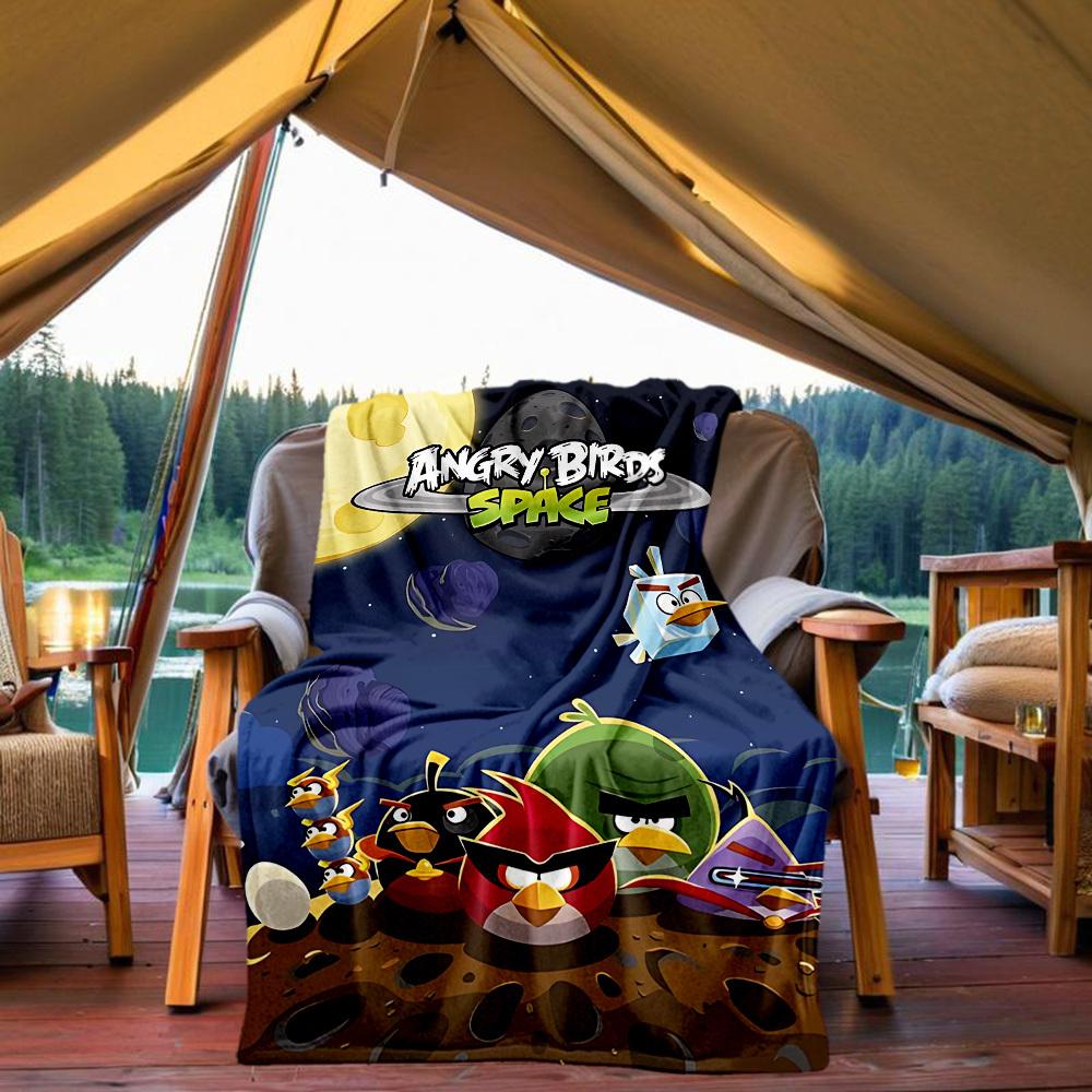 1PC Angry Birds Space Outdoor Flannel Throw Blanket - HD Printed Lightweight Soft Warm All-Season Blanket for Sofa, Bed, Travel, Camping 096
