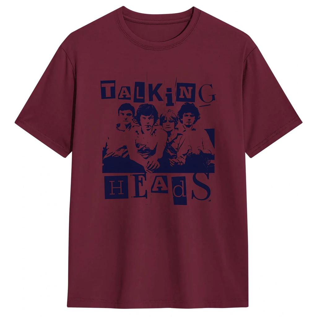 Funny Band Talking Heads Art TShirt for Unisex O Neck Pure Cotton T Shirts Short Sleeve Tee Shirt Adult Clothes