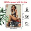 Hisun Tin Sign HD Metal Tin Sign Vintage Pin Up Girl on Motorcycle Retro Metal Poster Biker Themed Wall Art Decor for Garage Bar Man Cave Wa