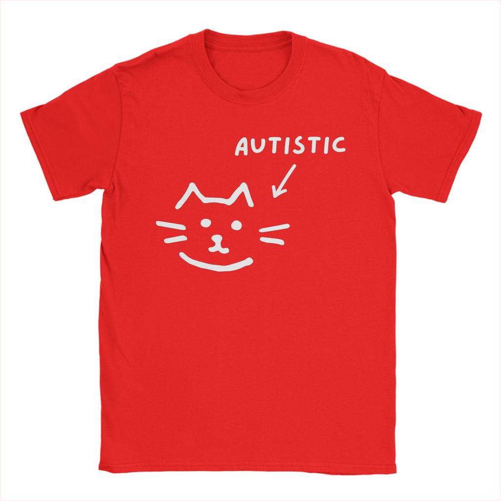 Autistic Cat Funny Animal Apparel Unisex T Shirts Cotton Tee Fashion T-shirt Clothing Aesthetic Clothes Tops Shirts for Women