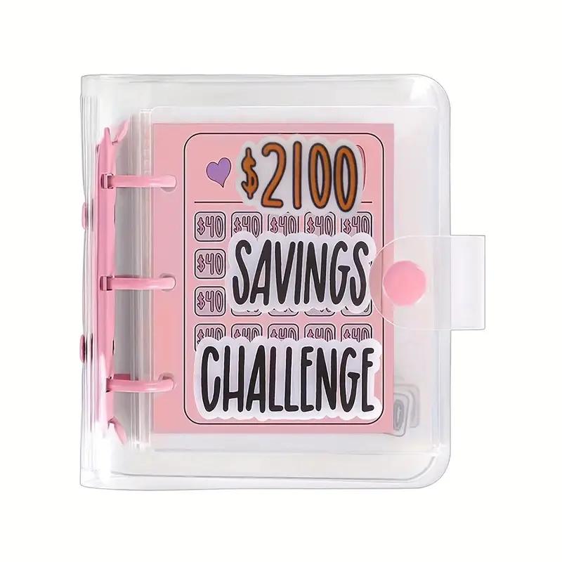 Mini PVC 3-Ring Saving Binder with Envelopes – 1000 Dollar Money Saving Challenge Organizer