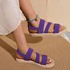 Fashion Summer Elastic Band Flat Sandals for Women Lightweight Casual Slip On Sandals Woman Comfortable Non Slip Beach Shoes Plus Size