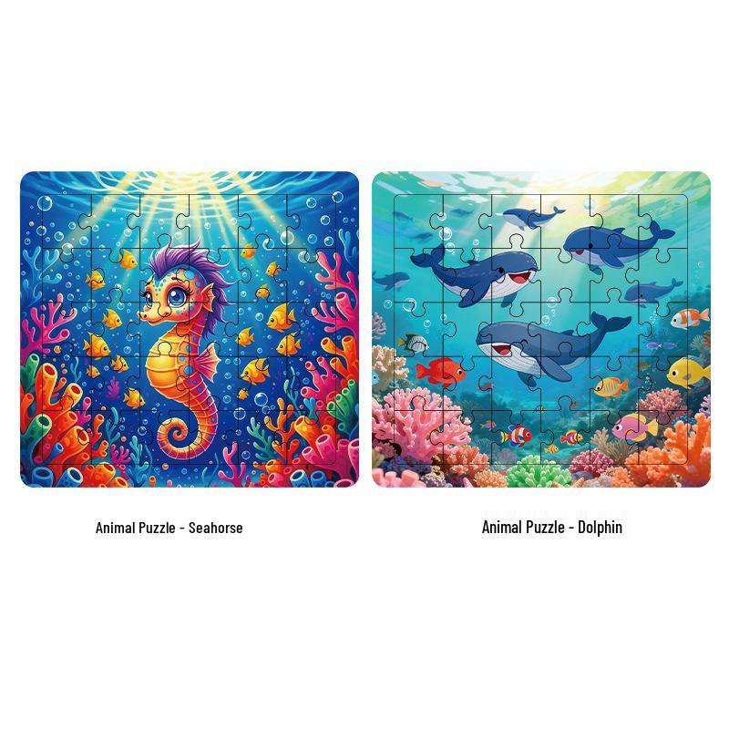 Animal Series 2D Wooden Jigsaw Puzzle - Educational Anime Cartoon Gift for Children