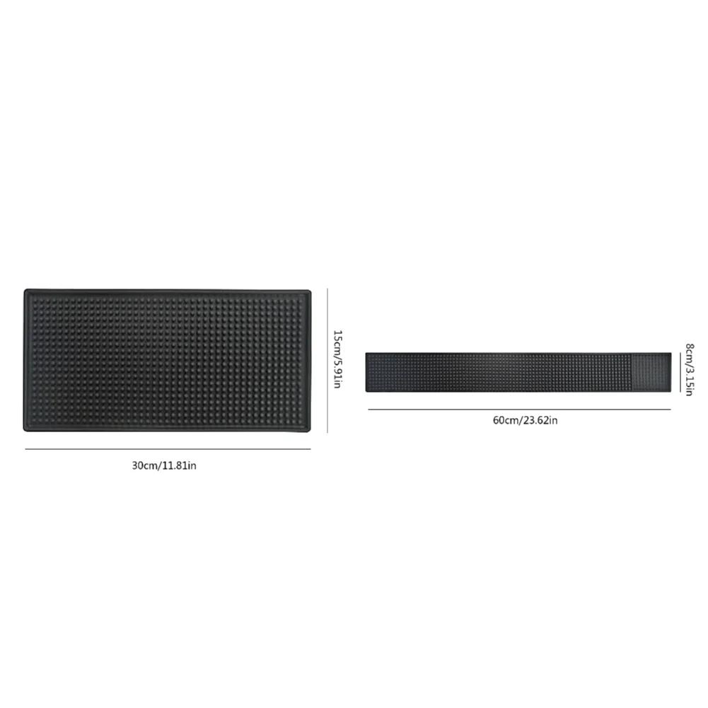 Rubber Bar Mat Coffee Maker Countertop Spill Mats Bar Service Mat Dish Glass Drying Mat for Barista Cocktail Bartender Black