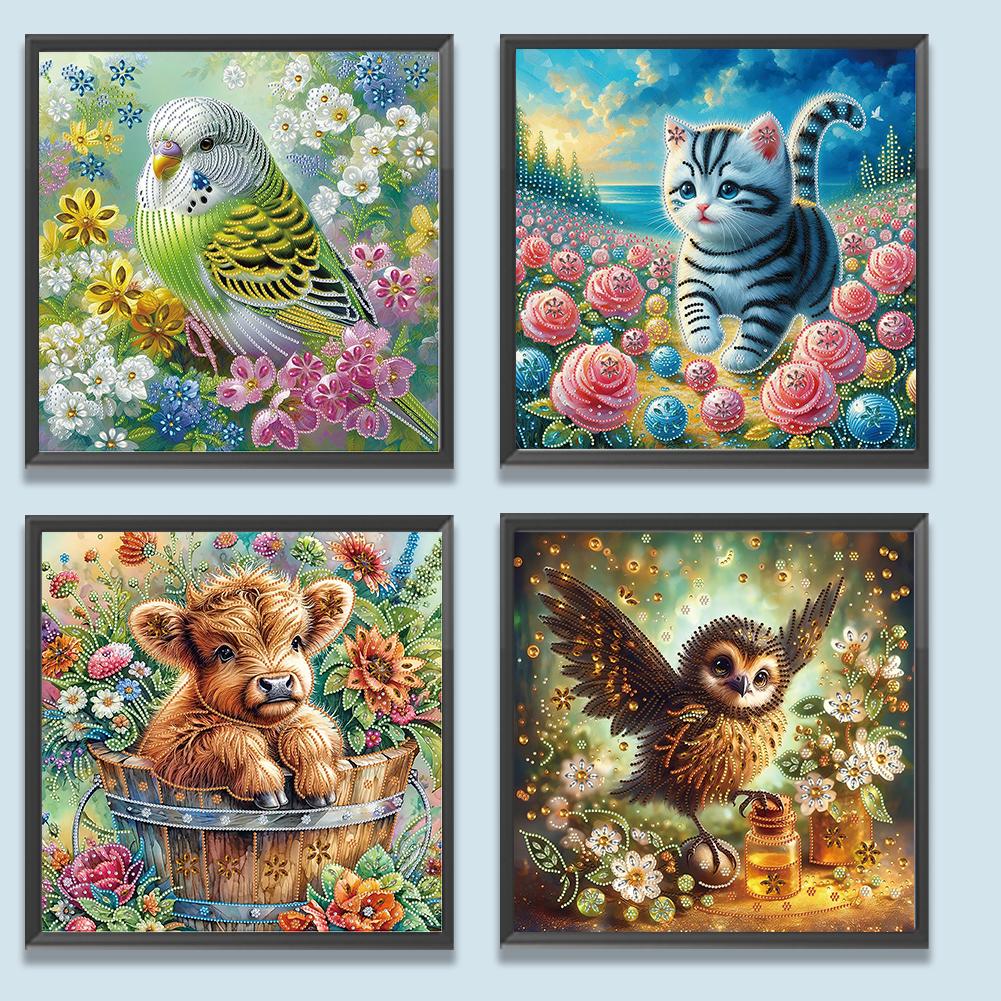 T0# 4pcs 5D DIY Partial Special Shaped Drill Diamond Painting Animal Decor 40x40