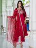 Women's Designer Silk Blend Embroidered Kurta with Pant & Dupatta Set