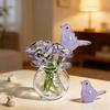 Handblåsta Mini Glasfigurer Samlarobjekt Liten Bi Fågel Trollslända Fjäril Skulptur med Stam för Hem Kontor Födelsedag Jubileumspresent