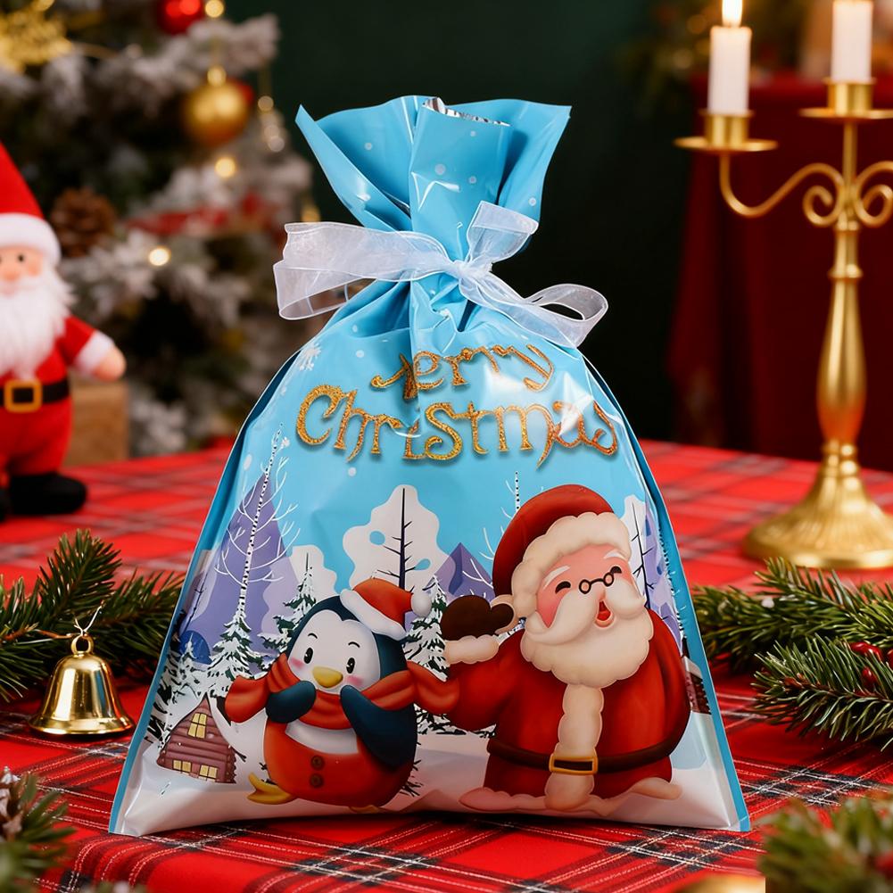 30 Stück Weihnachten Kordelzug Geschenktüte Neujahr Große Süßigkeiten Keks Verpackungsbeutel Navidad Weihnachten Heimparty Dekoration