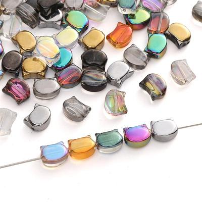 10x8mm 10 sztuk/worek Szkło Kryształowe Kot Głowa Kształt Koraliki DIY Bransoletka Naszyjnik Kolczyki Biżuteria Akcesoria