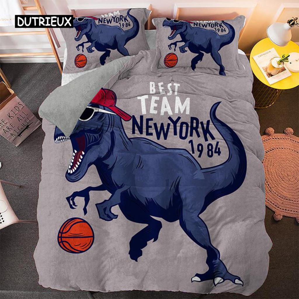 Cartoon Dinosaur Duvet Cover Set Dinosaur Theme Toddler Twin Bedding Set Microfiber Green Dinosaur Hello Bro King Quilt Cover