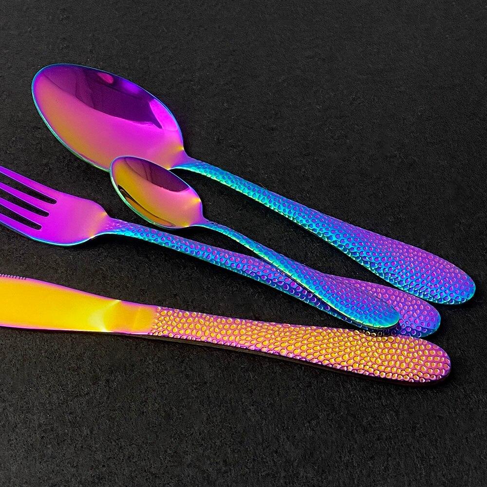 40ks/sada Nová luxusní sada zlatých příborů Zrcadlo Sada příborů Nerezové příbory Nůž Vidlička Lžíce Čajová lžička Na doma