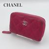 Used Matelasse Coin Case Pink Round Zipper