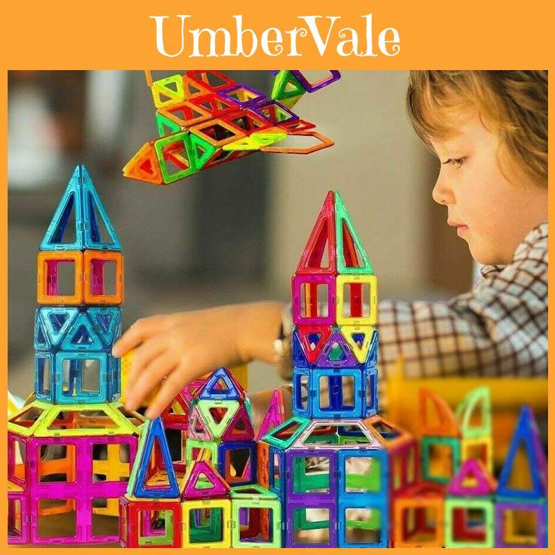 3050100pcs Magnetic Building Blocks Set With Smooth Magnetic Connection And Colorful Shape Variety For Kids