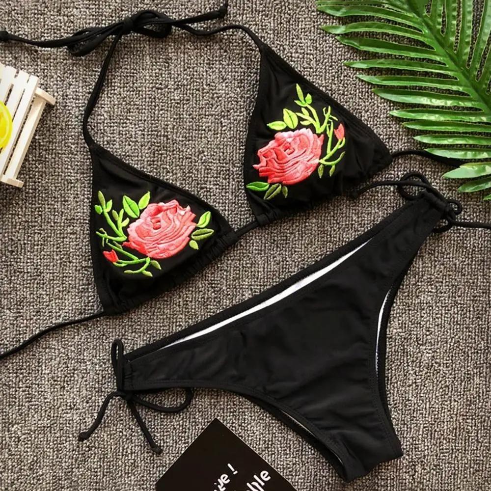 Two-piece Floral Bikini Swimsuit Tied for the Beach, Pool, L Two-piece Floral Bikini Swimsuit Tied for the Beach, Pool, L