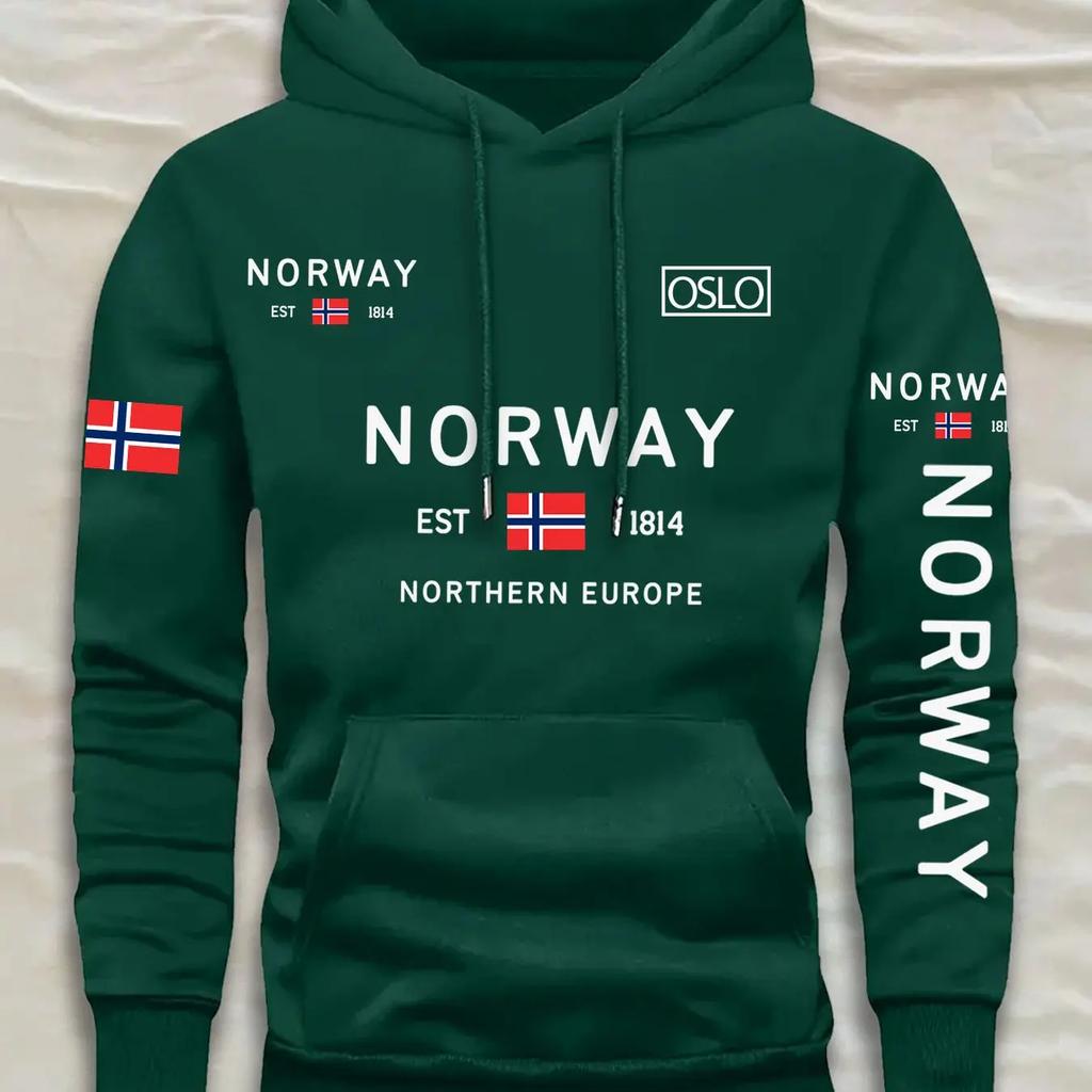 Stamped Multi-color Flag Pattern Sweatshirt Men's Loose Fit Couple's Hooded Casual Jacket Unisex Holiday Gift