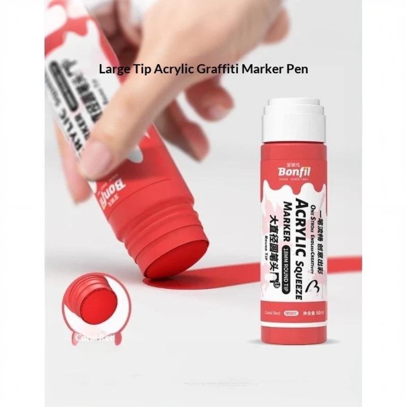 1Pcs 3Cm Jumbo Felt Tip Acrylic Paint Markers Graffiti Jumbo Colored Markers For Rock Painting Stone Ceramic Glass Wood Canvas