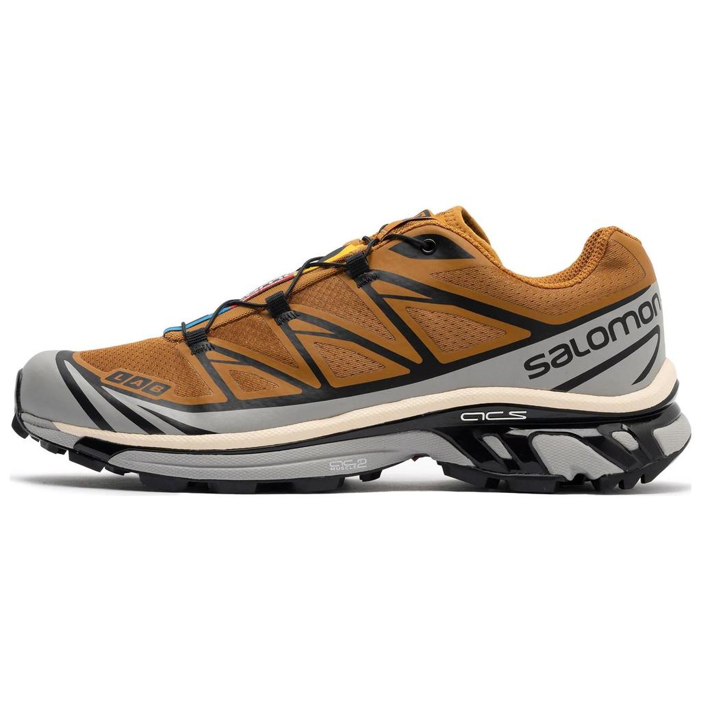 Salomon XT-6 Cathay Spice Lace-Up Mesh Durable Breathable Low-Top Casual Trail Running Shoes Unisex sneaker Brown 471365