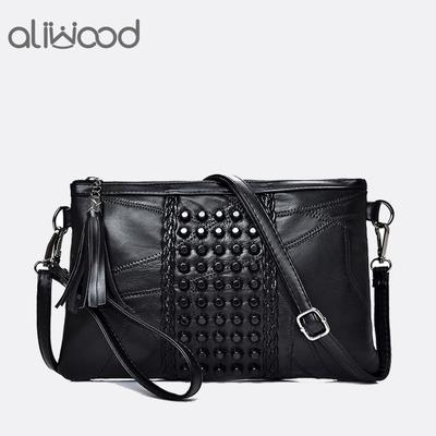 Dámské dámské kabelky přes rameno z pravé kůže Messenger Bag Rivet Clutch Dámské crossbody kabelky