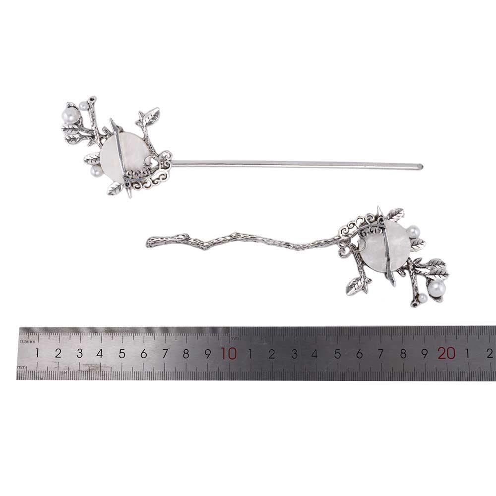 Chinese Style Hanfu Headwear Pearl Hair Accessories Women Hair Fork Moon Hair Stick Pearl Hairpins