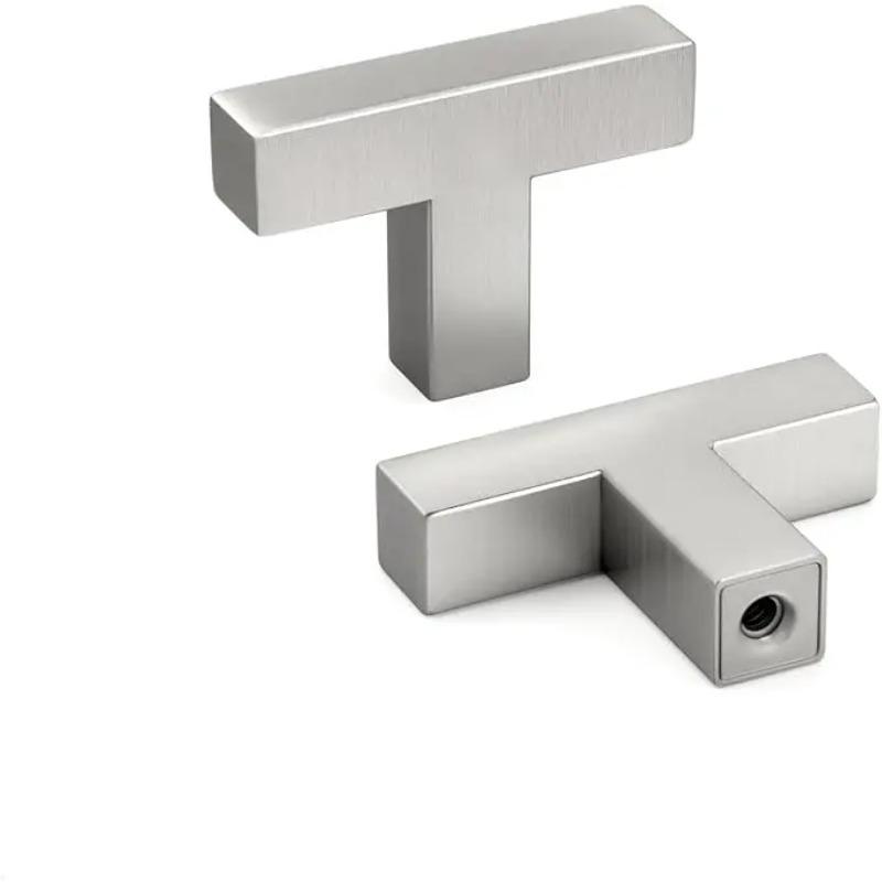 4 Pack Matte Black Cabinet Pulls Stainless Steel Kitchen Cabinet Handles - Square Dresser Handles Drawer Pulls Silver Black