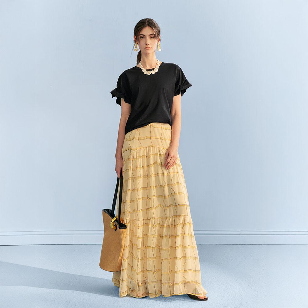 Waiwaiaiem Yy_Stripe Print Design Skirt