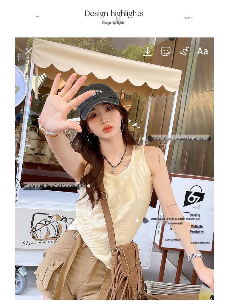 2025 Women's Square Neck Sleeveless Tank Top - Summer Loose Fit