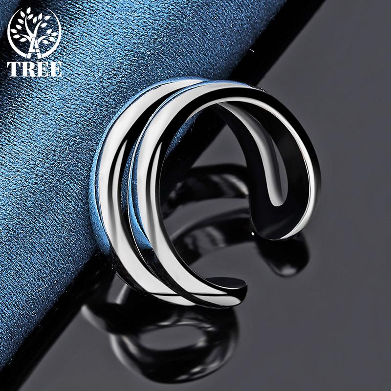 925 Sterling Silver Double Line Open Ring Jewelry
