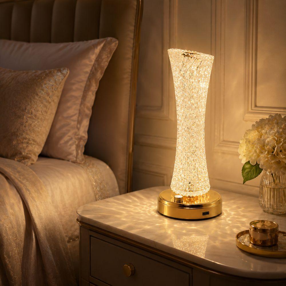 Touch Control Crystal Table Lamp Three Color Lighting LED Table Lamp LED Night Light Birthday Gift